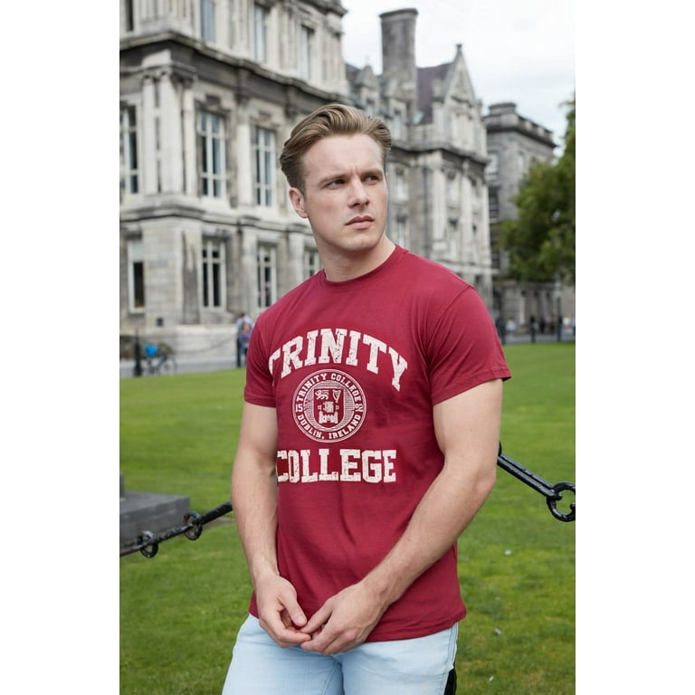 Trinity College Dublin Burgundy/ White Crest T-Shirt Cotton Short Sleeves 