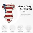 thumbnail image 4 of Fotbe Vintage American Flag Body de Mujer con Cuello Redondo y Mangas Cortas, Sin Mangas Ajustado, Suave, Cómodo y Básico-Large, 4 of 7