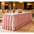 thumbnail image 3 of Light Pink Checkered Ruffled Table Skirt, Detachable Wrap‑Around Table Curtain With Fastener Tape, Under‑Table Concealment Cover For Wedding Banquet, Buffet, Party, Podium Decoration (Light Pink), 3 of 6