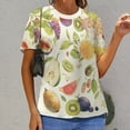 thumbnail image 6 of Various Fruits Womens Tops Women's Fashion Casual Short Sleeve Flower Print Round Neck Pullover Top Blouse, 6 of 6