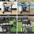 thumbnail image 4 of Feasto Outdoor Grill Table, 40’’x20’’, Movable Pizza Oven Table with Wheels, Stainless Steel Countertop Grill Cart with Storage Shelf & Foldable Extension Table, 6 Extra Hooks,for BBQ Food Prep, 4 of 8