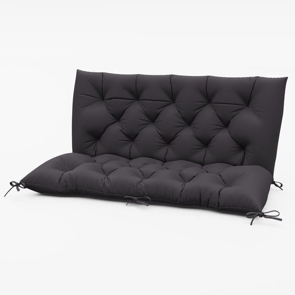 Pakunoda Porch Swing Cushions 47” X 40” X 5”, 2-3 Seater Bench Cushion with Backrest, Waterproof Replacement Outdoor Cushion with Tie, Gray