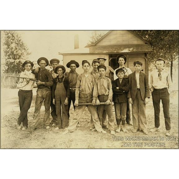 24"x36" Gallery Poster, glass worker baseball team muncie indiana 1908 by lewis wickes hine