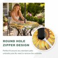 thumbnail image 4 of Round Outdoor Tablecloth with Umbrella Hole and Zipper, Farmhouse Sunflowers Tablecloth with Elastic Waterproof, Rustic Floral Buttterfly Wood Board Brown Patio Table Covers for 55" - 60" Tables, 4 of 9