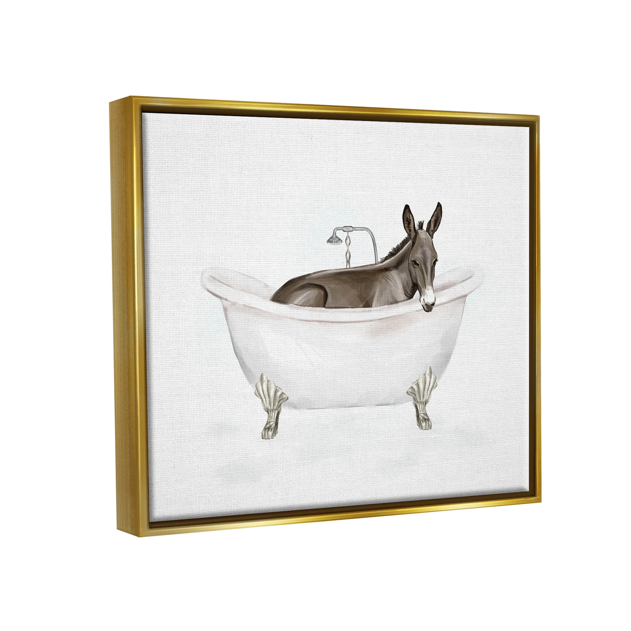 Donkey Bathroom Tub Animal Animals & Insects Graphic Art Metallic Gold Framed Art Print Wall Art
