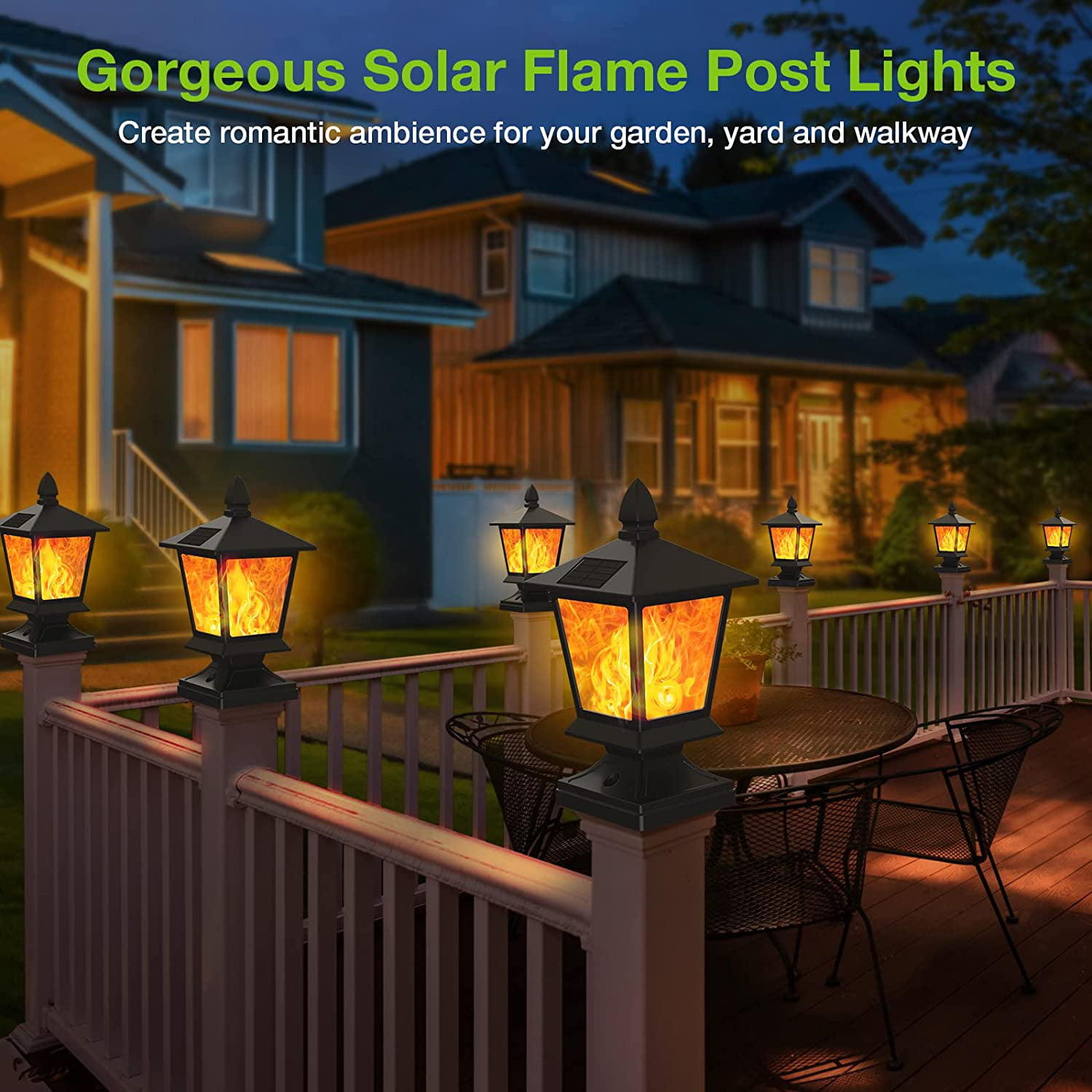 Solar Post Cap Lights Outdoor, Kooper 6 Pack LED Deck Fence Cap Solar Lights, Bright Waterproof Solar Post Lights for 4x4 5x5 6x6 Wooden Posts in Pati
