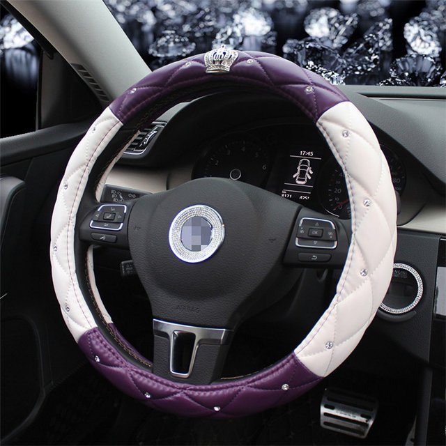 Juego de accesorios para el coche, funda para volante de coche para mujer y hombre, funda de cuero con burbujas para el manillar