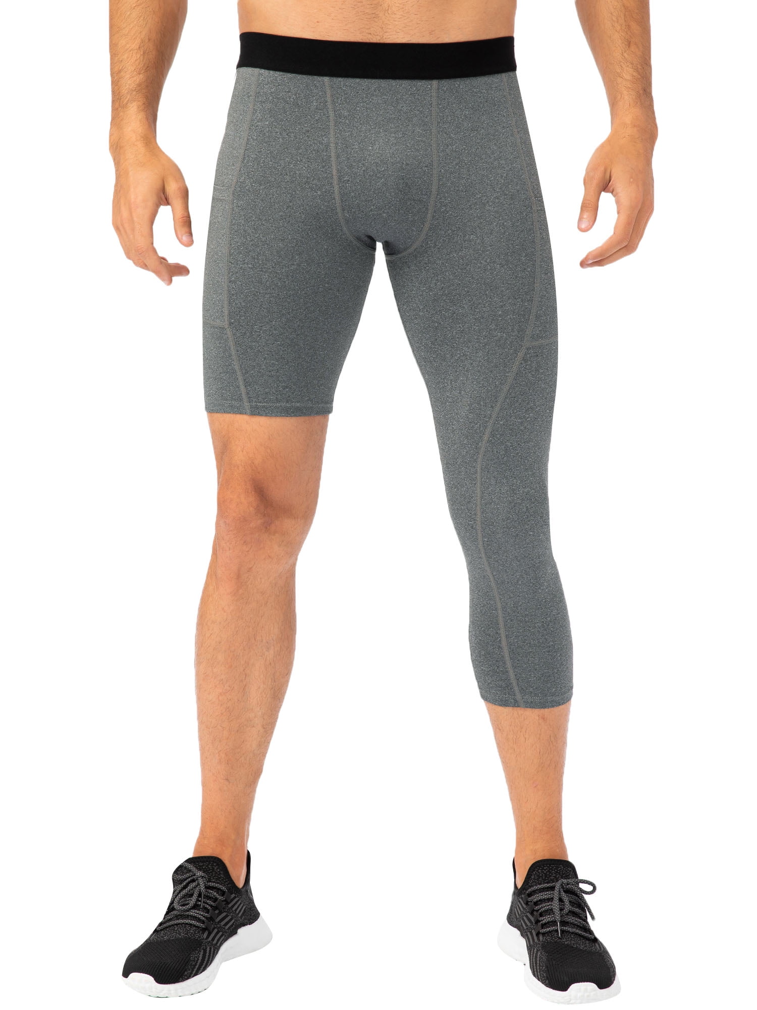 Men One Leg Leggings for Basketball Side Pockets Fitness Training