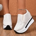 thumbnail image 6 of Vibrex Women's Sandals Women's Fashionable And Casual Versatile Hollow Wedge Heel Eye-Catching Summer And Fall Style Comfortable Elastic Thick-Soled Shoes For Travel,Daily,Vacations_Beige_6, 6 of 9