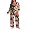 thumbnail image 2 of Cueply Women's Plus Size Pajama Set Long Sleeve Loungewear Long Pants Sleepwear Soft 2 Piece Pjs with Pockets, 2 of 9