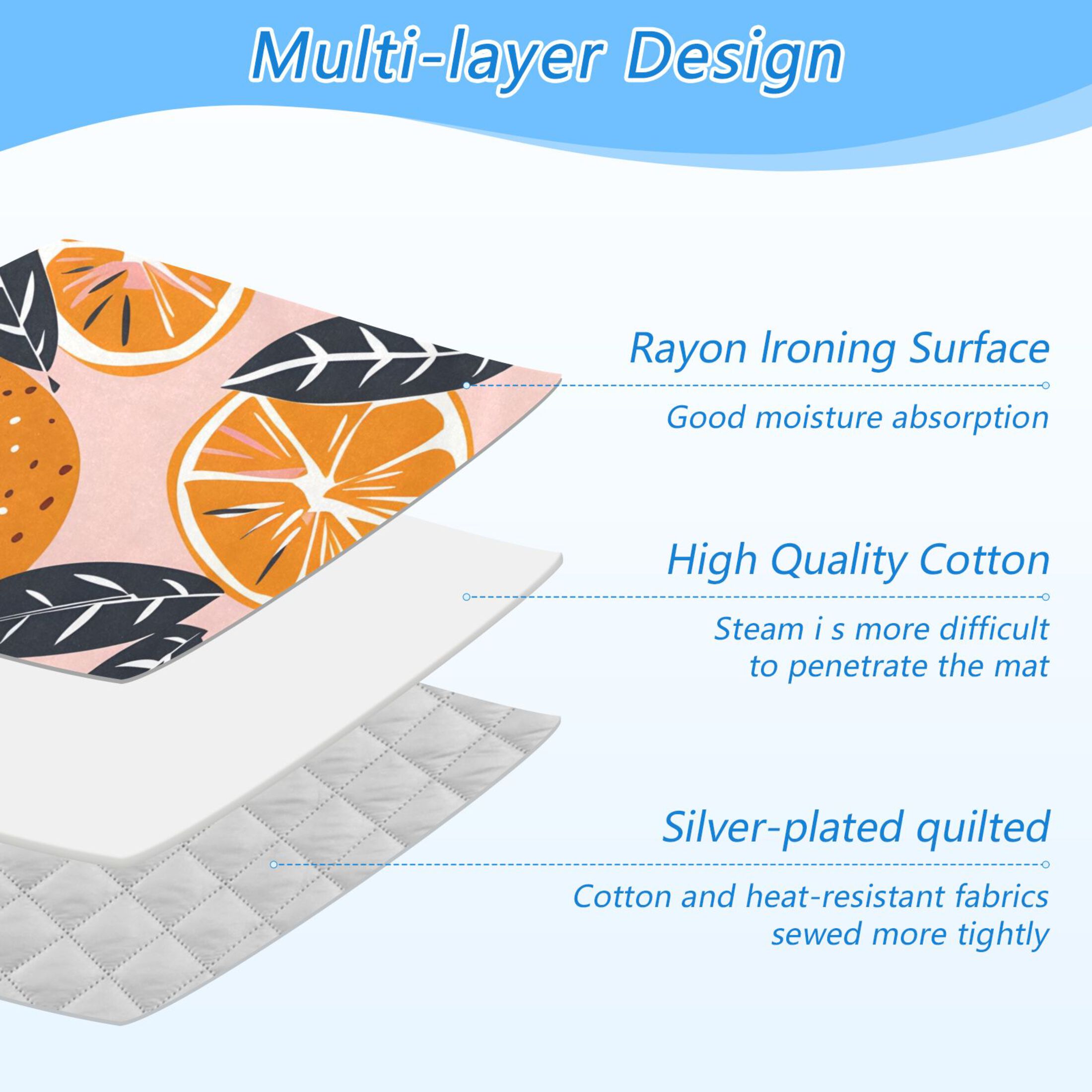 Oranges Leaves Ironing Mat Blanket Portable Travel Ironing Pad Heat Resistant Pad 47.2" x 27.6”