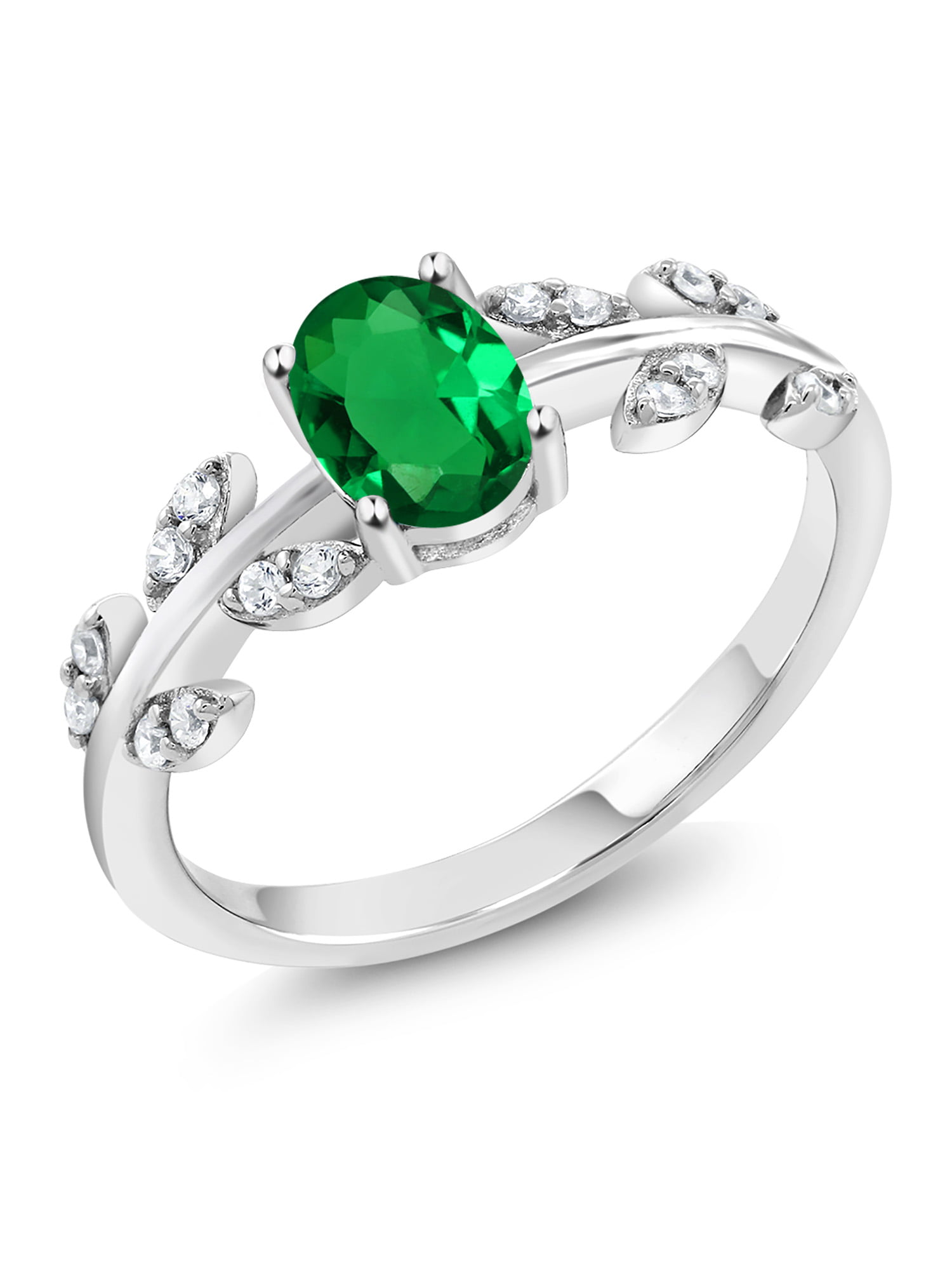 Free Jewelry Box Simple Style Emerald 100% 925 Sterling Silver Ring Size 6 7 8 9 