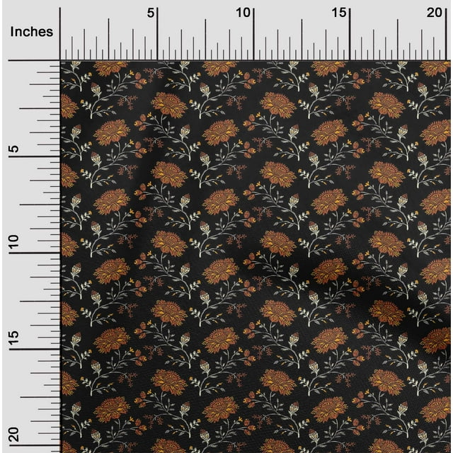 oneOone Viscose Chiffon Fabric Leaves & Floral Block Decor Fabric Printed BTY 42 Inch Wide