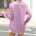 thumbnail image 3 of Satin Blouses for Women Silk Button Down Shirts Long Sleeve Business Casual Tops Purple L, 3 of 4