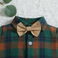 thumbnail image 4 of GYRATEDREAM Baby Toddler Baby Boys Christmas Gentleman Plaid Print Outfit Bow Tie Shirt+ Suspender Pant Clothes Sets Infant Dress Suit Wedding Outfit for 18-24M Multi-color, 4 of 9