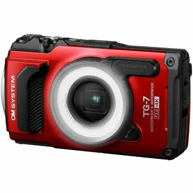 OM System Tough TG-7 Red Underwater Camera, Waterproof, Freeze