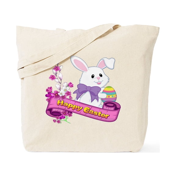 CafePress - White Easter Bunny Banner Tote Bag - Unisex Canvas Tote Bag, Beige, 1-Piece