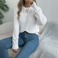 thumbnail image 6 of FYDUU Womens Sweaters Pullover Tops 2025 Casual Solid Color Hollow Out Long Sleeve Knit Sweater Crewneck Tops Fashion Women's Wear Commuting Sweaters, 6 of 6