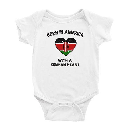 

Born In America With A Kenyan Heart Funny Baby Bodysuit For Boy Girl