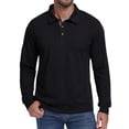 thumbnail image 4 of JWD Mens Long Sleeve Polo Shirt Classic Collared Button Pullover Casual Regular Fit Soft Lightweight Knit Top Black S, 4 of 9