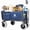 Dark Blue, variant on LuckyNote 500 lbs Beach Wagon with 9″ Pneumatic Tires, All-Terrain Steel Folding Cart, Collapsible with Cooler Bag & Straps, Black