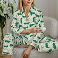 thumbnail image 6 of Pofeuu Cartoon Crocodile Print Womens Pajamas Set Long Sleeve Sleepwear Button Down Nightwear Soft Pj Lounge Sets Button Down Pajamas Women-Small, 6 of 7
