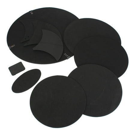 Practice Pad Replacement - 10Pcs Bass Snare Tom Sound off / Quiet Drum Mute Silencer Drumming Practice Pad Set Black