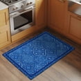 thumbnail image 5 of Boho Blue Bathroom Rug Washable 2x3 Entryway Rug Non Slip Ethnic Vintage Abstract Tribal Floral Art Front Door Mat Low Pile Indoor Doormat Throw Floor Carpet for Kitchen Bedroom Entrance, 5 of 8