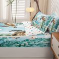 thumbnail image 5 of Manfei Cartoon Sea Turtle Zipper Twin Comforter Sets with Fitted Sheet and 2 Pillowcases,Calm Ocean Plant Zipper Bedding Set,Green,Polkadot Reversible,4pcs, 5 of 8