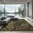 thumbnail image 2 of ODIKA 8'x10' Washable Area Rug Aesthetic With Vintage Scrollwork Accents Snake Tropical Botanical Playful for Dining Room, Large Office, Lounge, Non-Slip Chair-Friendly Mat, 2 of 7