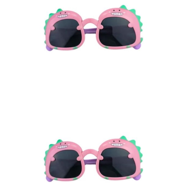 Sonducket Bebé dibujos animados dinosaurio estilo anteojos niños niñas niños gafas de sol gafas verano ojos personalidad divertida para rosa Rosa 2Conjunto