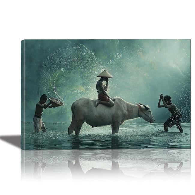 Eurographics Canvas Wall Art: Water Buffalo Painting for Decor Framed 24x36 inches - Walmart.com