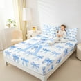 thumbnail image 4 of Erosebridal Monogrammed R Bed Sheets Full,Cute BowknotBedding Sets Full Size,Blue White Sheet Set Full,Microfiber Room Decorative,4-Piece, 4 of 7
