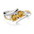 thumbnail image 3 of Gem Stone King 925 Sterling Silver and 10K Yellow Gold Yellow Citrine Ring for Women 1.47 Cttw, Round 5MM, Gemstone Birthstone (Size 7), 3 of 5