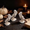 thumbnail image 5 of Halloween Crow Figurine Set, 3Pcs Resin Black Raven Skeleton Bird Statues with Red Eyes for Gothic Tabletop Decor, Spooky Party Props for Home Garden Yard Haunted House and Holiday Display, 5 of 6