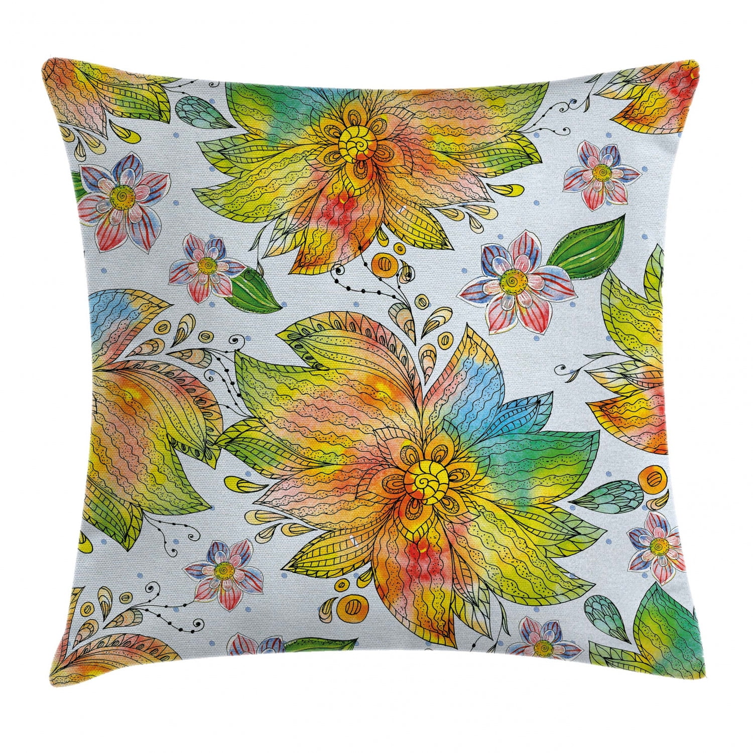 Floral Throw Pillow Cushion Cover, Macro Flower Petals Florets Blurry