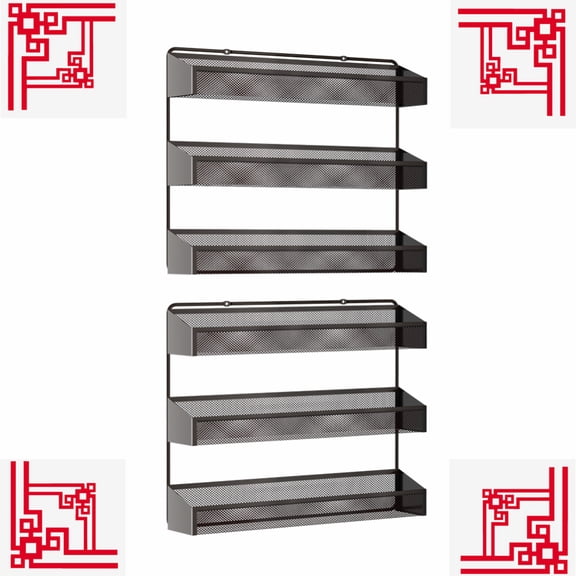 Fuleadture Set of 2 3 Layers Seasoning Rack in Home,Bronze