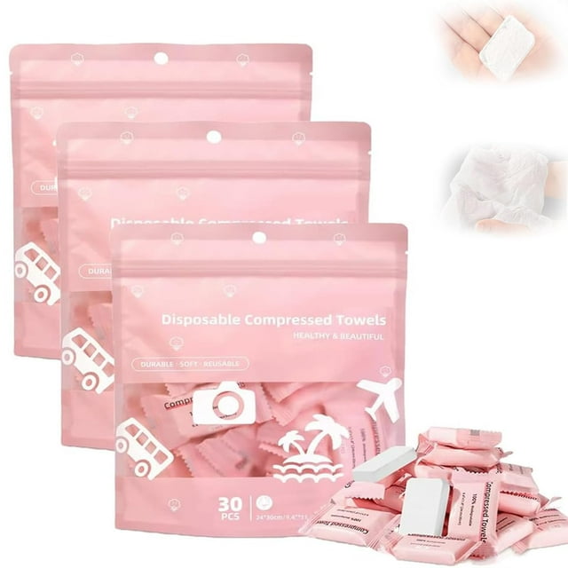 Onabstract/Asmutual Compressed Towels Tablets, Mini Disposable Face Compressed Cotton Hand Wipe, Portable šompressed Coin Tissue for Travel, Daily (3)
