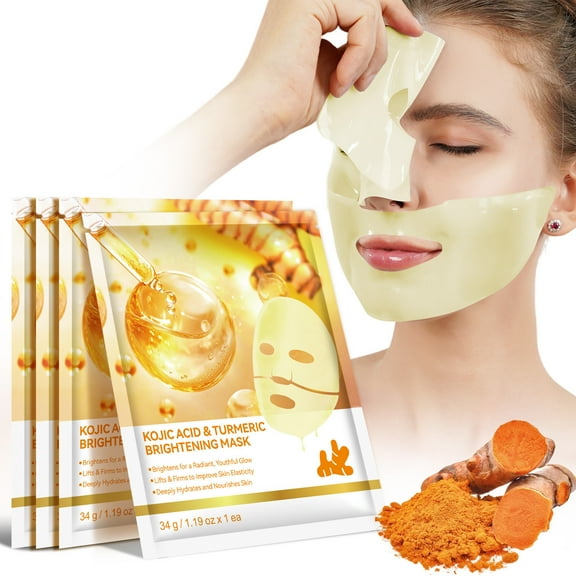 Turmeric Hydrating Mask Face, Turmeric Brightening Gold Jelly Gel Mask, Sheet Mask for Ance, Restore Fragile Skin, Moisturizing & Firming Face Masks Skincare