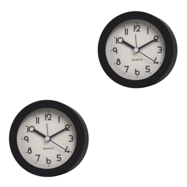 Billuyoard Reloj despertador de de escritorio nórdico, alarma de estudiante de forma redonda, luz nocturna, campana de noche, regalo para niños, Negro 2Conjunto