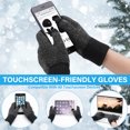 thumbnail image 3 of FZ FANTASTIC ZONE Men Women Winter Knit Hat Beanie Long Scarf Touchscreen Gloves Set Skull Cap Neck Warmer Gloves Set with Fleece Lined,Black Grey, 3 of 7