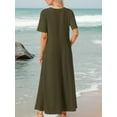 thumbnail image 3 of SANOPY Women's Basic Summer Maxi T-shirt Dress Casual Short Sleeves Crewneck Beach Vacation A-Line Long Dress with Pockets, 3 of 6