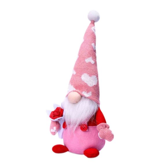 Décorations de la Saint-Valentin, Poupée en Peluche de Gnome Festif de la Saint-Valentin avec Chapeau Duveteux Embrassant un Cœur Doux pour Décoration de la Maison et Présentation sur Table