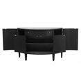 thumbnail image 4 of Storage Cabinet with Adjustable Shelves, Retro Style Accent Storage Cabinet, Curved Design Featuring 4 Doors and 1 Drawer with Adjustable Shelves, Suitable for Corridors, Entrances and Study (Black), 4 of 9