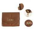 thumbnail image 5 of XOXO Women’s Small Cognac Vegan Leather Quilted Pattern Zip Around Indexer Wallet, 5 of 6