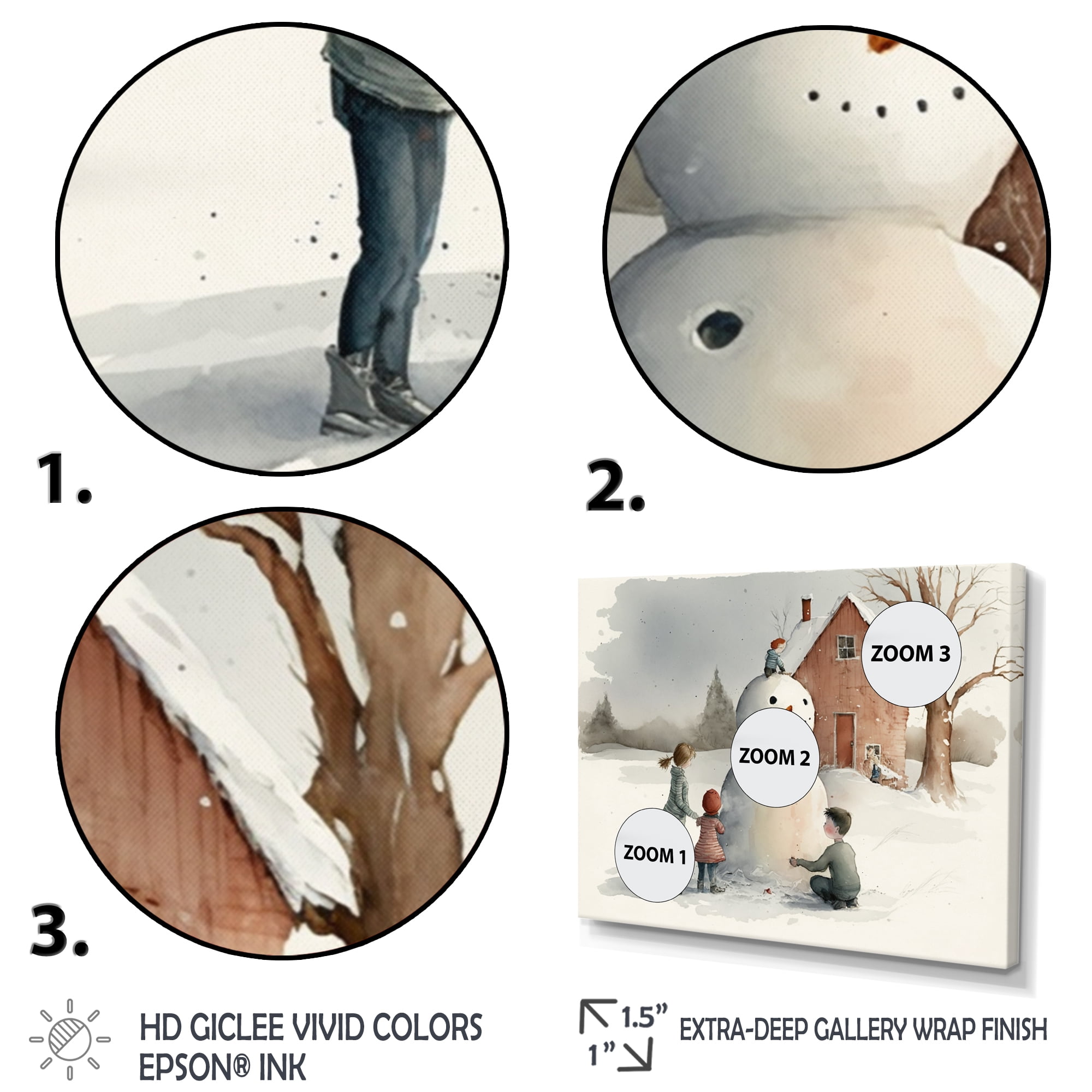 Designart Kids Playing In The Snow II Canvas Wall Art
