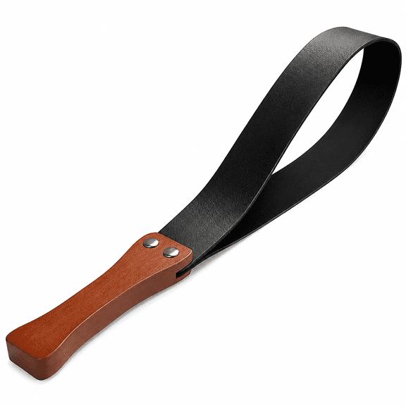 ABPETE Leather Paddle with Anti-Slip Wooden Handle, Riding Crop for Horses, 19'' Equestrianism Crops