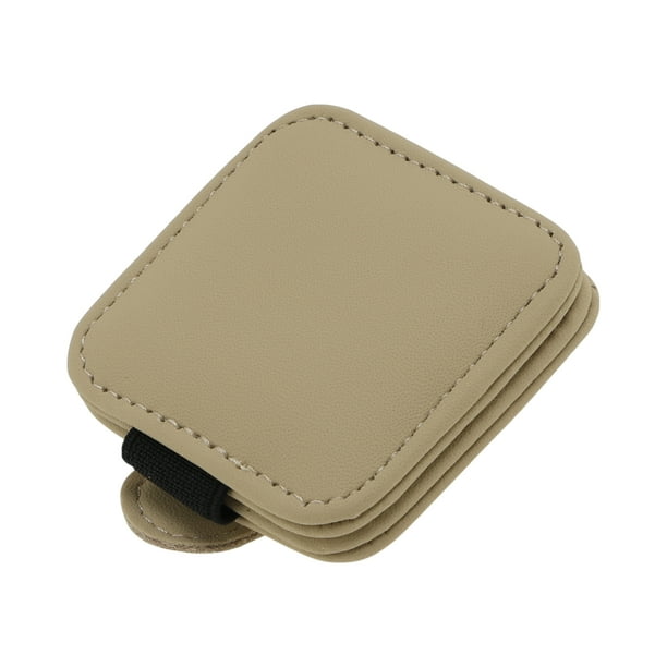 Clip para gafas de sol en el parasol del coche Unique Bargains, soporte magnético de cuero beige 1 Pc