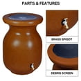 thumbnail image 2 of KoolScapes 50 Gallon Teracotta Look Rain Barrel with Brass Tap and Drain Plug Durable Recycled Plastic, 2 of 7