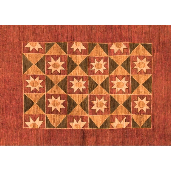 Ahgly Company Indoor Rectangle Abstract Orange Modern Area Rugs, 8' x 12'